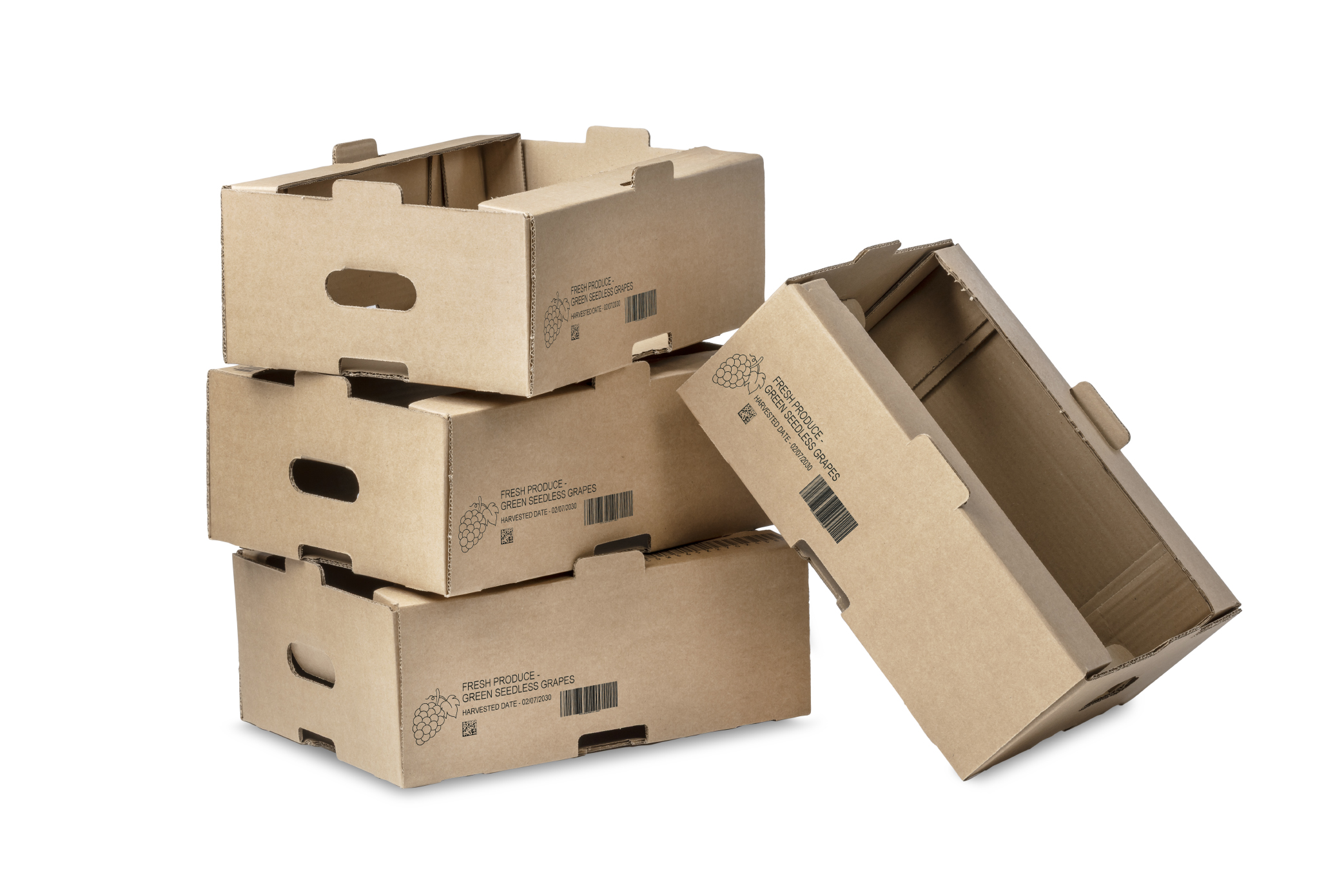 Cardboard fruit trays coded with an IJ470